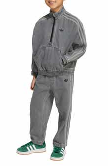Kids' Denim Half Zip Sweatshirt & Sweatpants Set