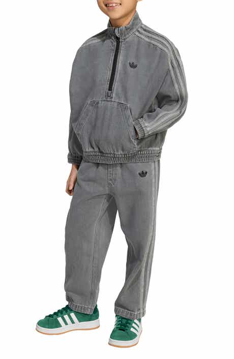 Kids' Denim Half Zip Sweatshirt & Sweatpants Set