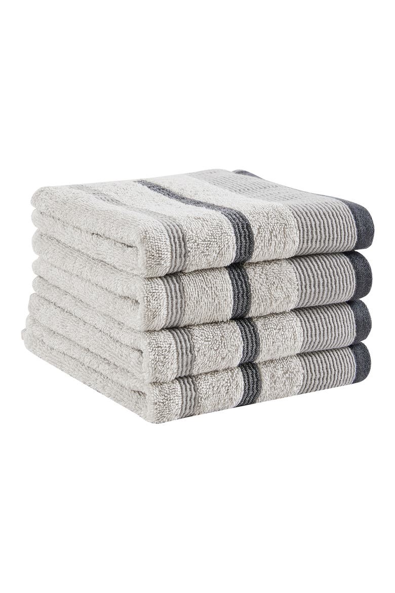 Luxurious Cotton 4-Pack Decorative Hand Towels, Main, color, LIGHT GREY / MID GREY
