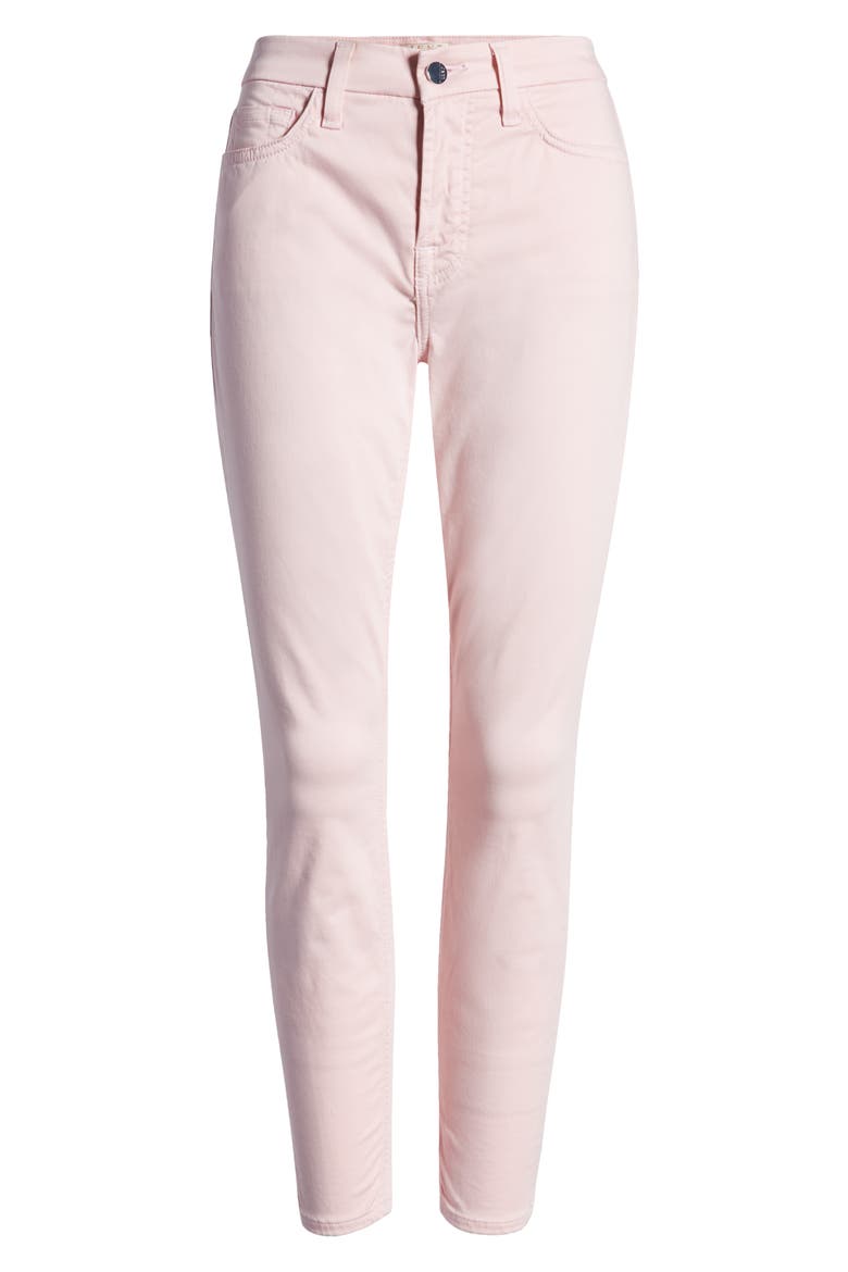 Sateen Ankle Skinny Jeans, Alternate, color, PALE PINK