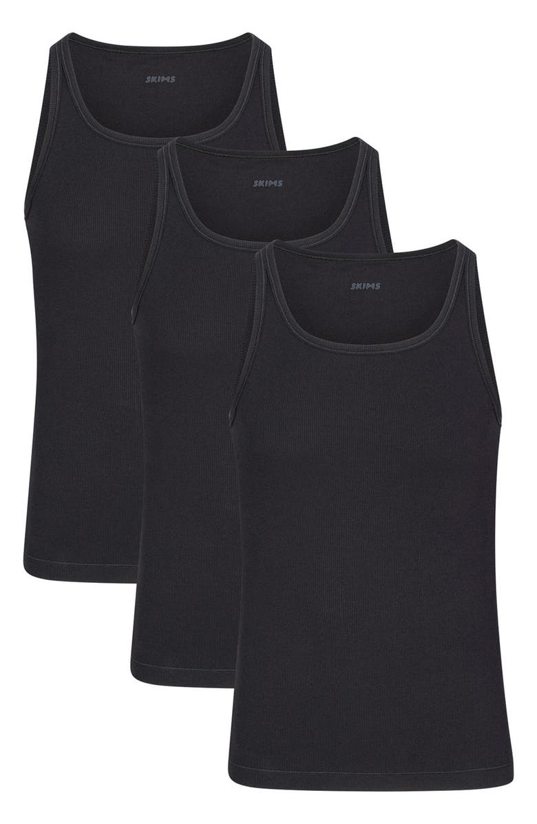 SKIMS Cotton Rib Tanks 3-Pack, Alternate, color, Onyx