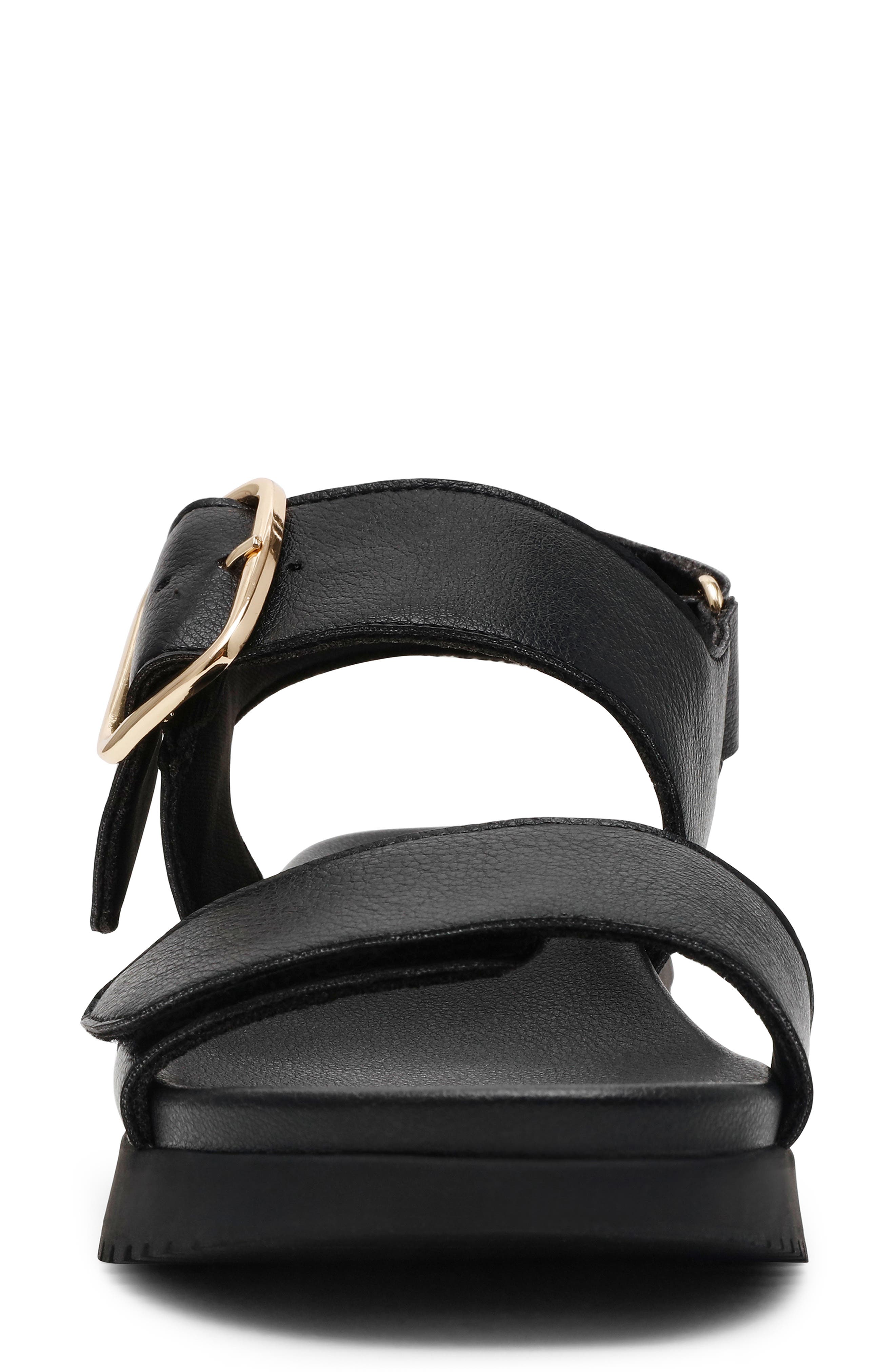 Anne Klein Evanti Ankle Strap Platform Sandal, Alternate, color, Black