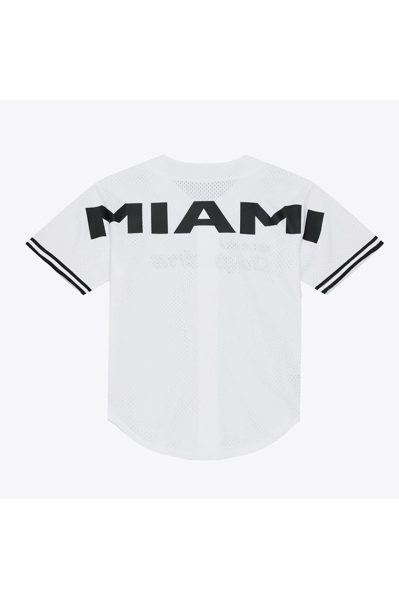 Men's Mitchell & Ness White Miami Dolphins Monochrome Mesh Full-Button Baseball Jersey, Alternate, color, White