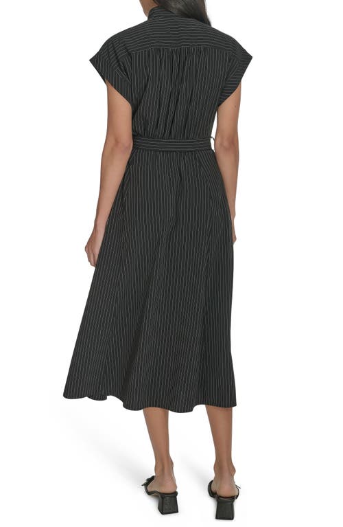 Calvin Klein Comm Stripe Midi Shirtdress In Olive/white