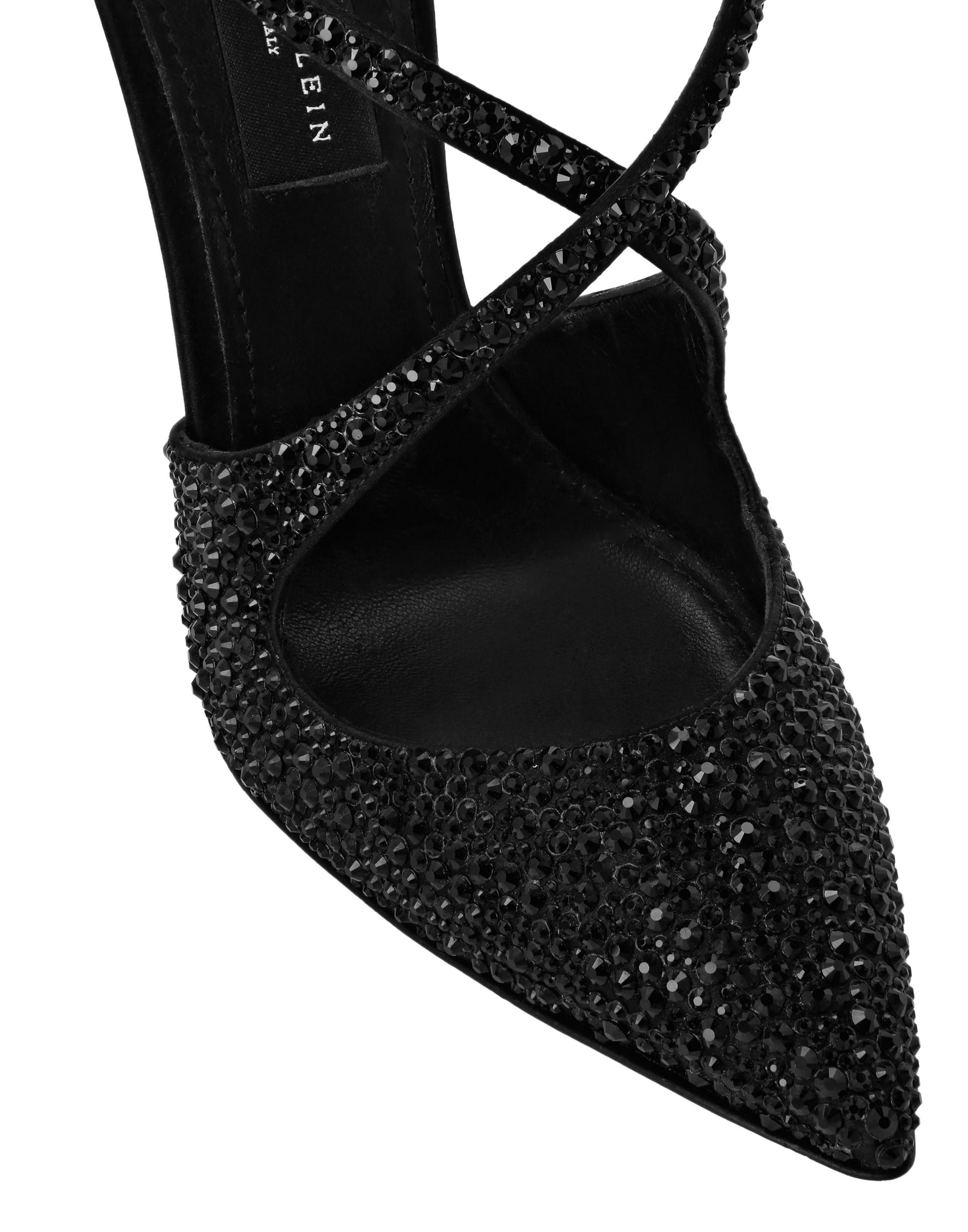 Slingback Shoes Strass Women, Alternate, color, black/black