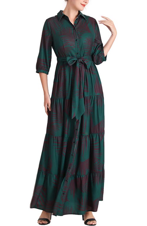 Kimi & Kai Abree Button Front Maternity Nursing Maxi Dress In Green