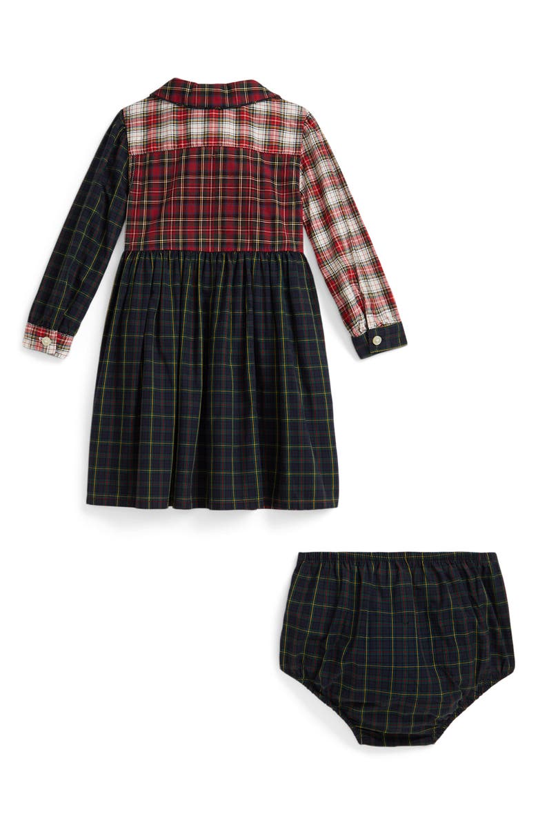 Ralph Lauren Patchwork Plaid Dress & Bloomers, Alternate, color, Red Multi