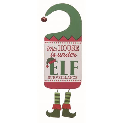 Wood White Christmas Elf Wall Decor for festive charm