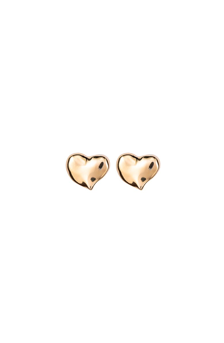 UNODE50 18K gold-plated medium sized heart shaped earrings, Main, color, 