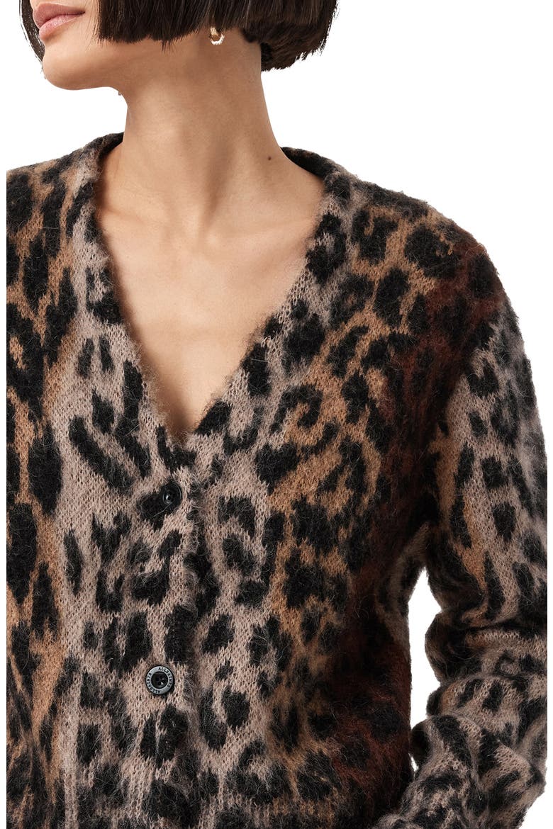 Wick Lex Leopard Jacquard Cardigan, Alternate, color, LEOPARD BROWN