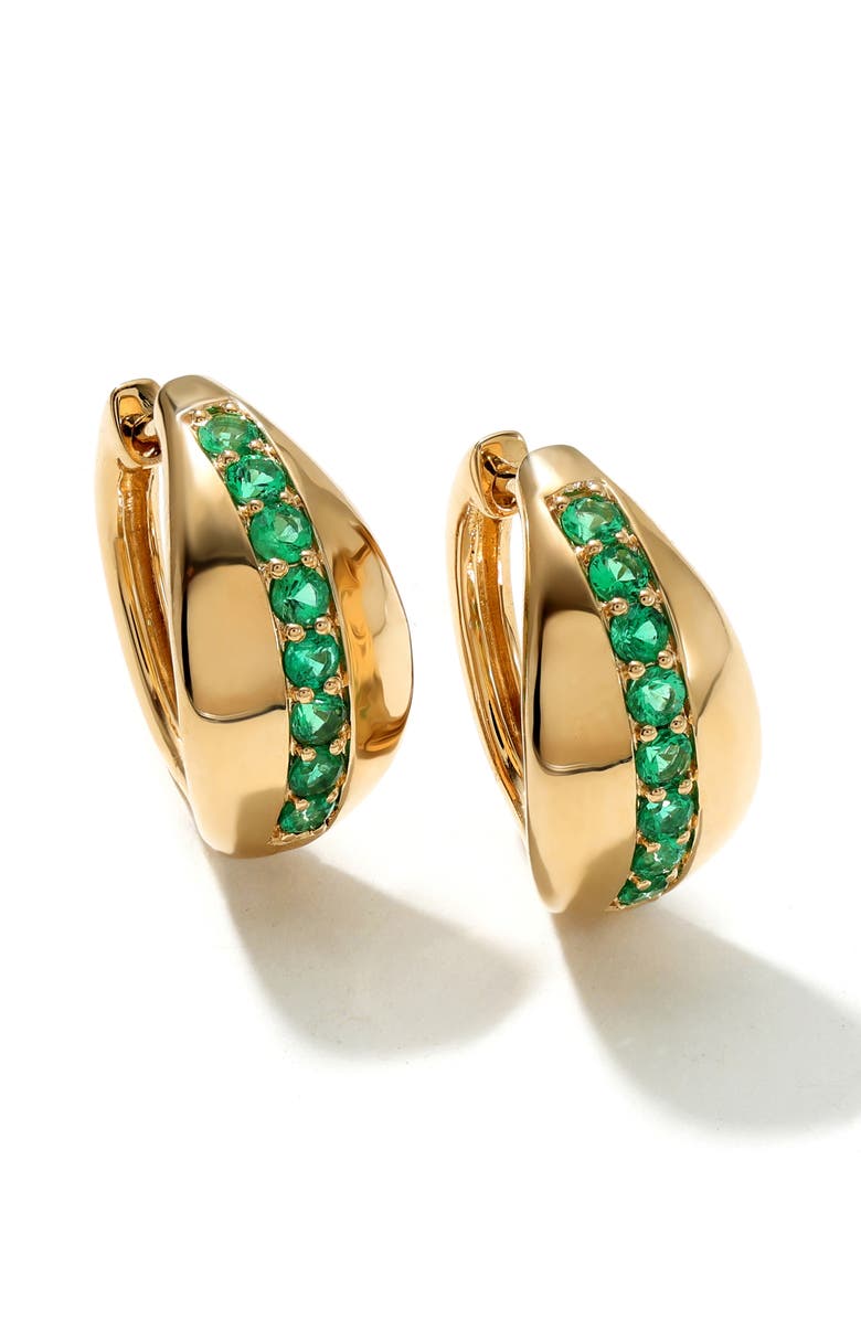 Mark Henry Saturn Emerald Huggie Hoop Earrings, Main, color, Emerald