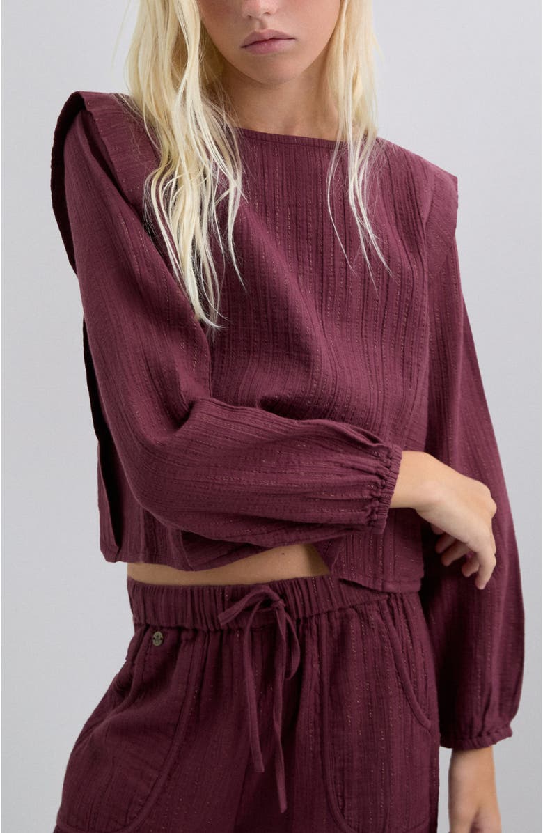 Scalpers Stripeslurexblouse Girls, Alternate, color, Burgundy