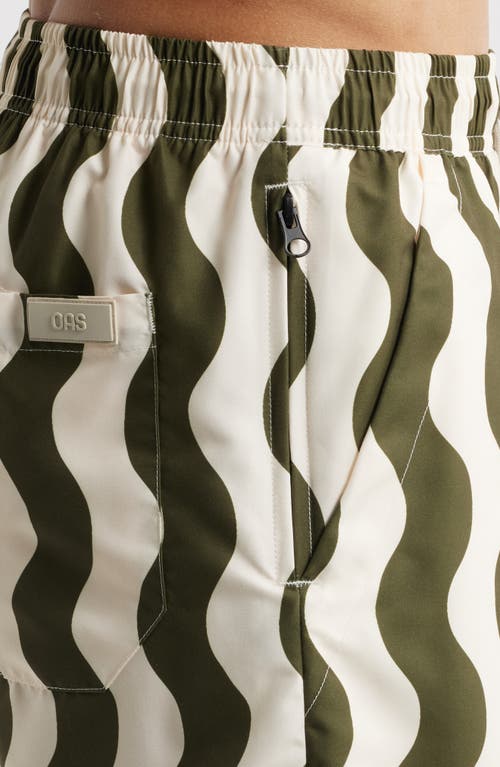 Shop Oas Forest Waver Swim Trunks In Green