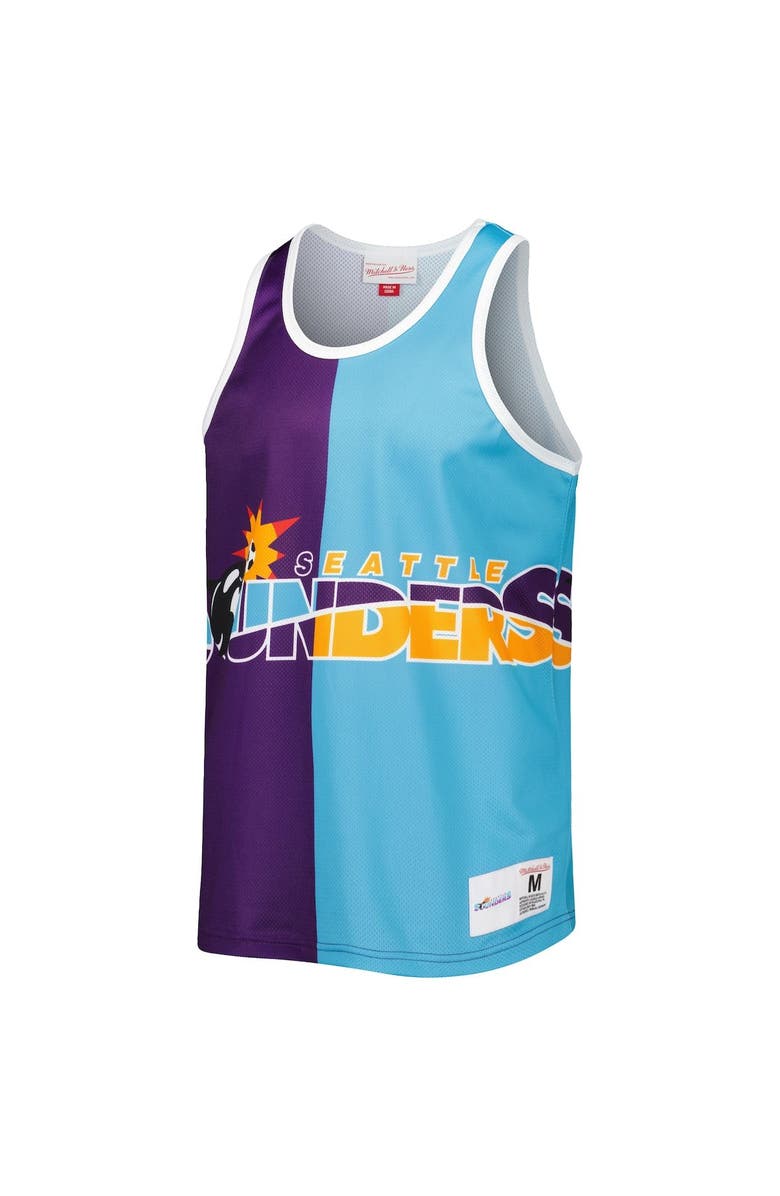 Mitchell & Ness Men's Mitchell & Ness Purple/Blue Seattle Sounders FC Sublimated Split Logo Tank Top, Alternate, color, Purple