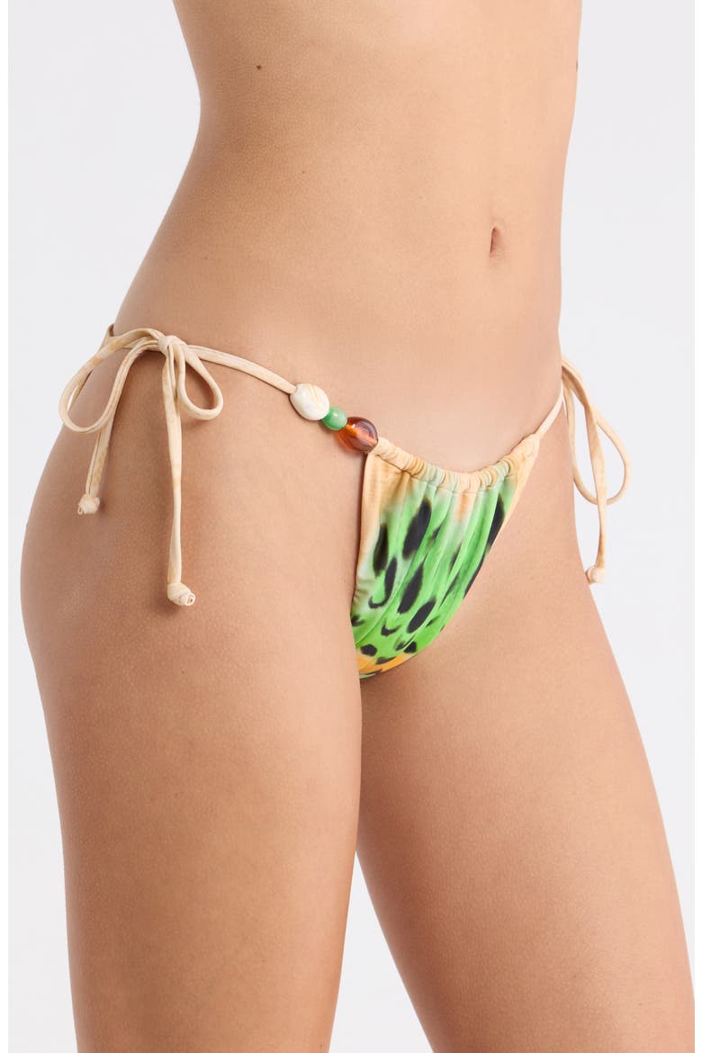 Cali Side Ties Bikini Bottoms, Alternate, color, LIME BUTTERFLY