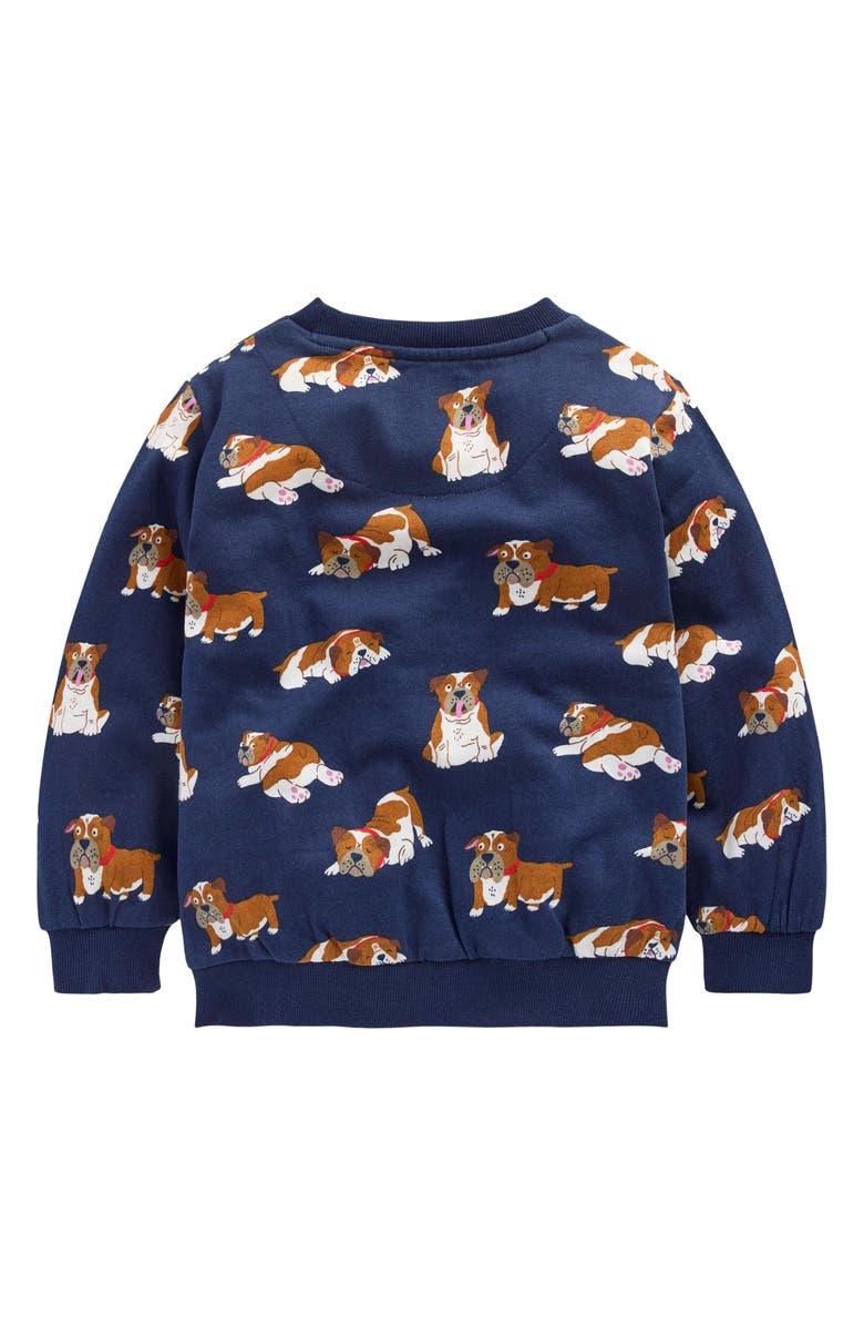 Boden Kids' Bulldog Print Cotton Crewneck Sweatshirt, Alternate, color, Blue Bulldogs