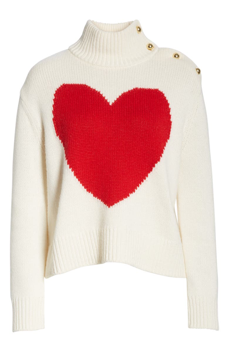 Kate Spade New York intarsia heart high neck sweater, Alternate, color, 