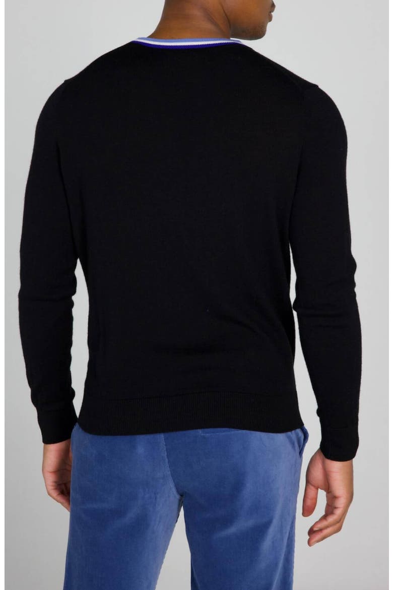Robinson Tipped Wool Golf Crewneck Sweater, Alternate, color, TUXEDO