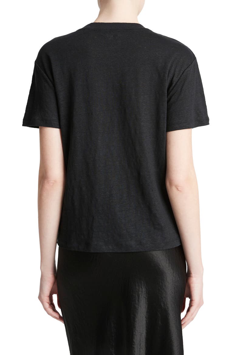 Crewneck Linen T-Shirt, Alternate, color, BLACK