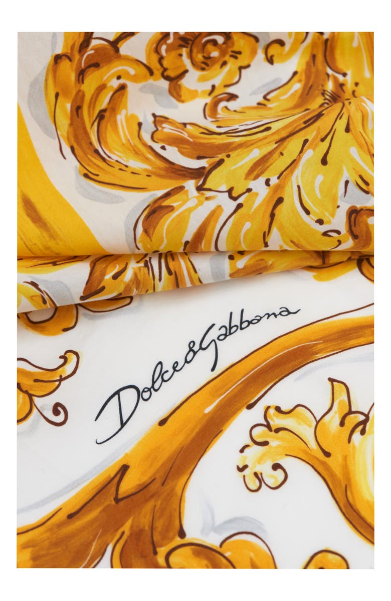 Dolce&Gabbana Majolica Print Cotton Scarf, Alternate, color, H95dq Maiolica 3L Giallo