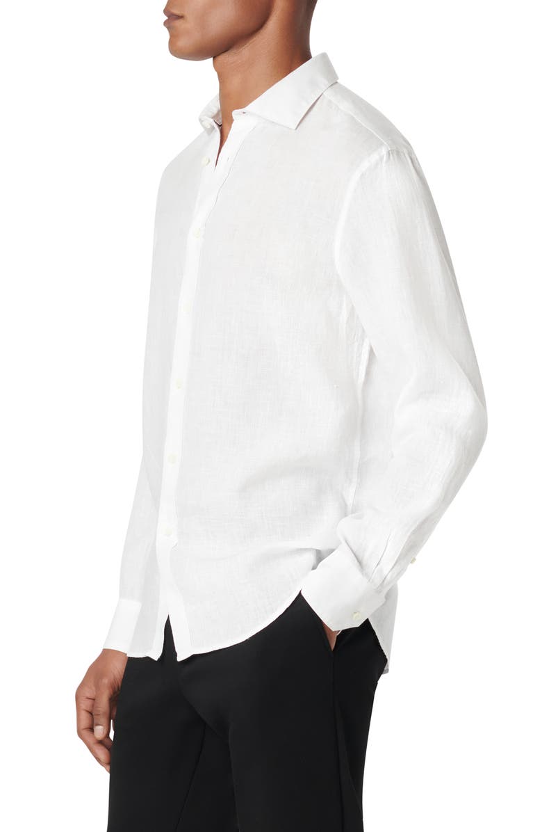 Bugatchi Axel Linen Button-Up Shirt, Alternate, color, White