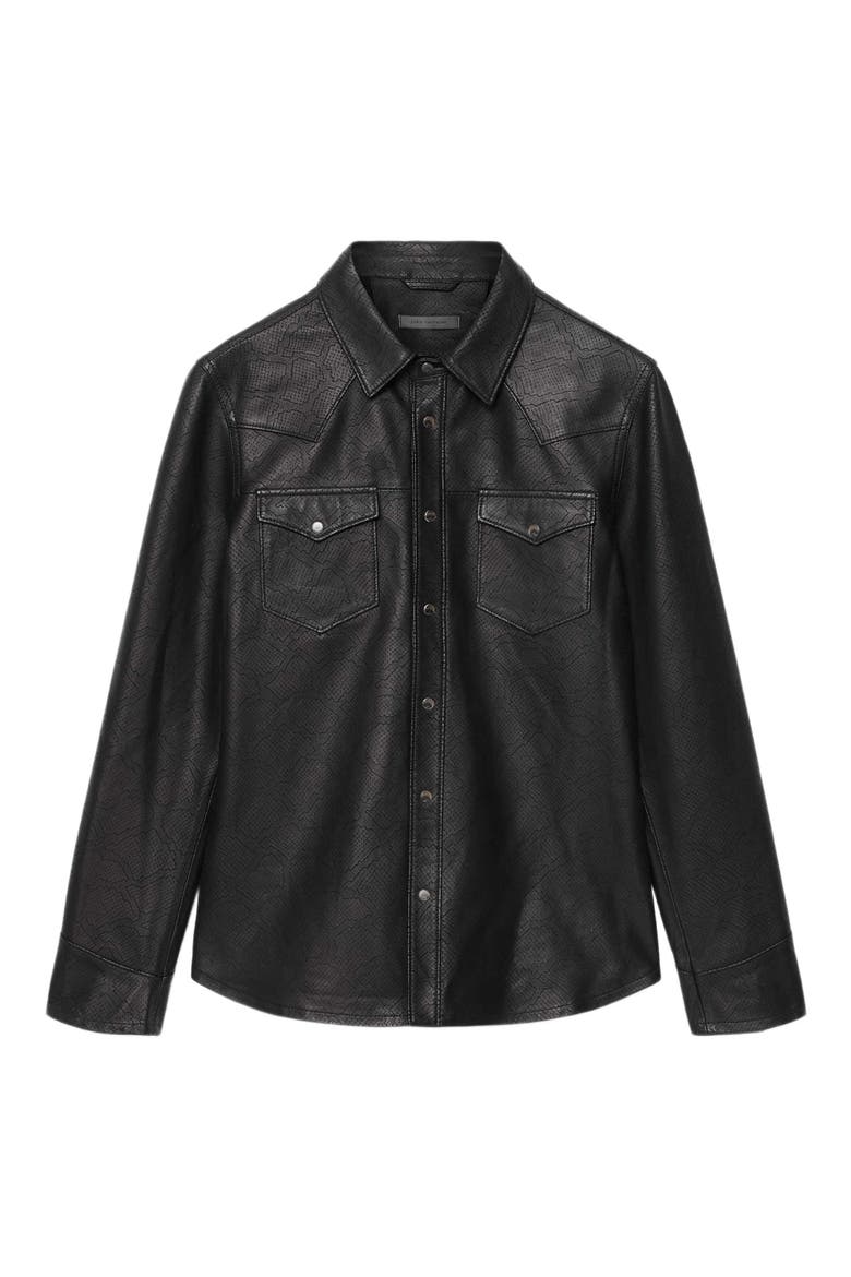 Sage Leather Shirt Jacket, Alternate, color, BLACK