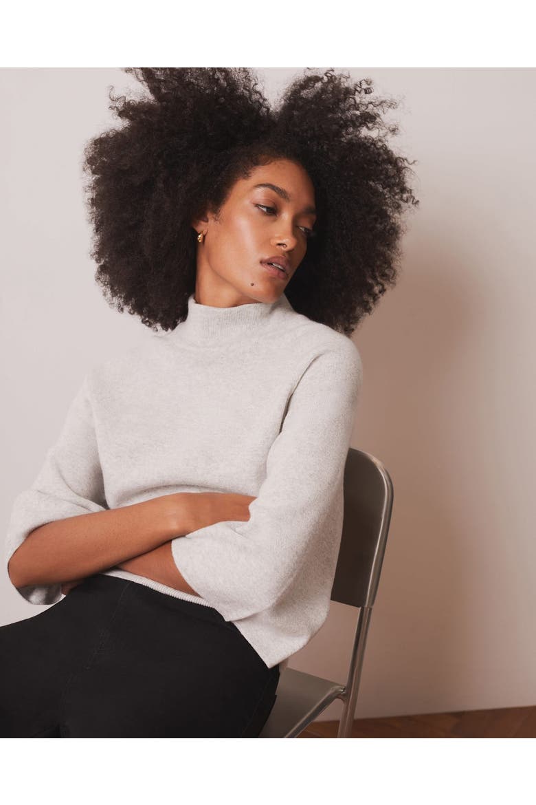 Cotton Blend High Neck Top, Alternate, color, Grey