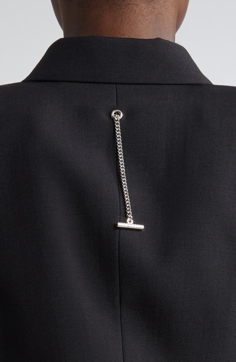 McQueen Stacked Shoulder Wool & Mohair Blazer, Alternate, color, Black