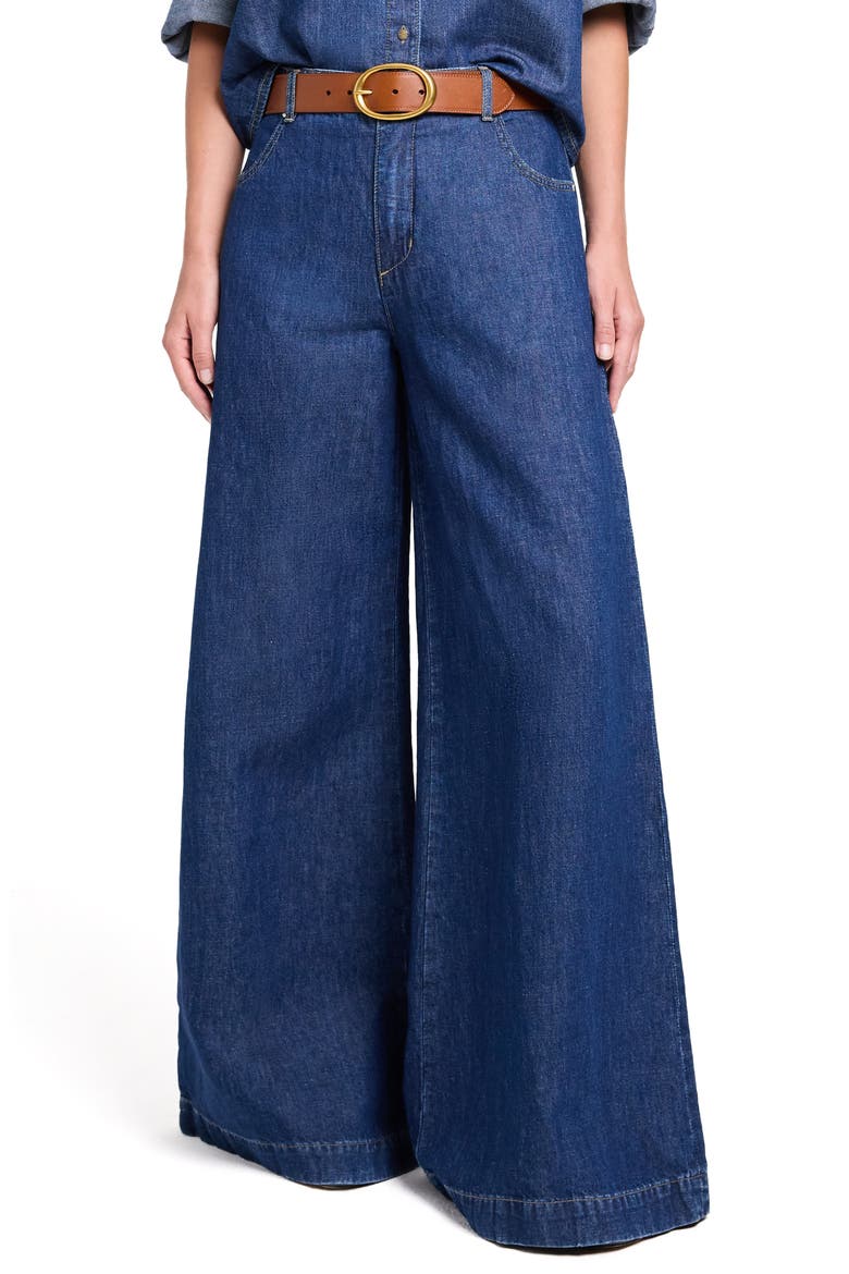 Dillon Mid Rise Wide Leg Jeans, Main, color, DARK STONE
