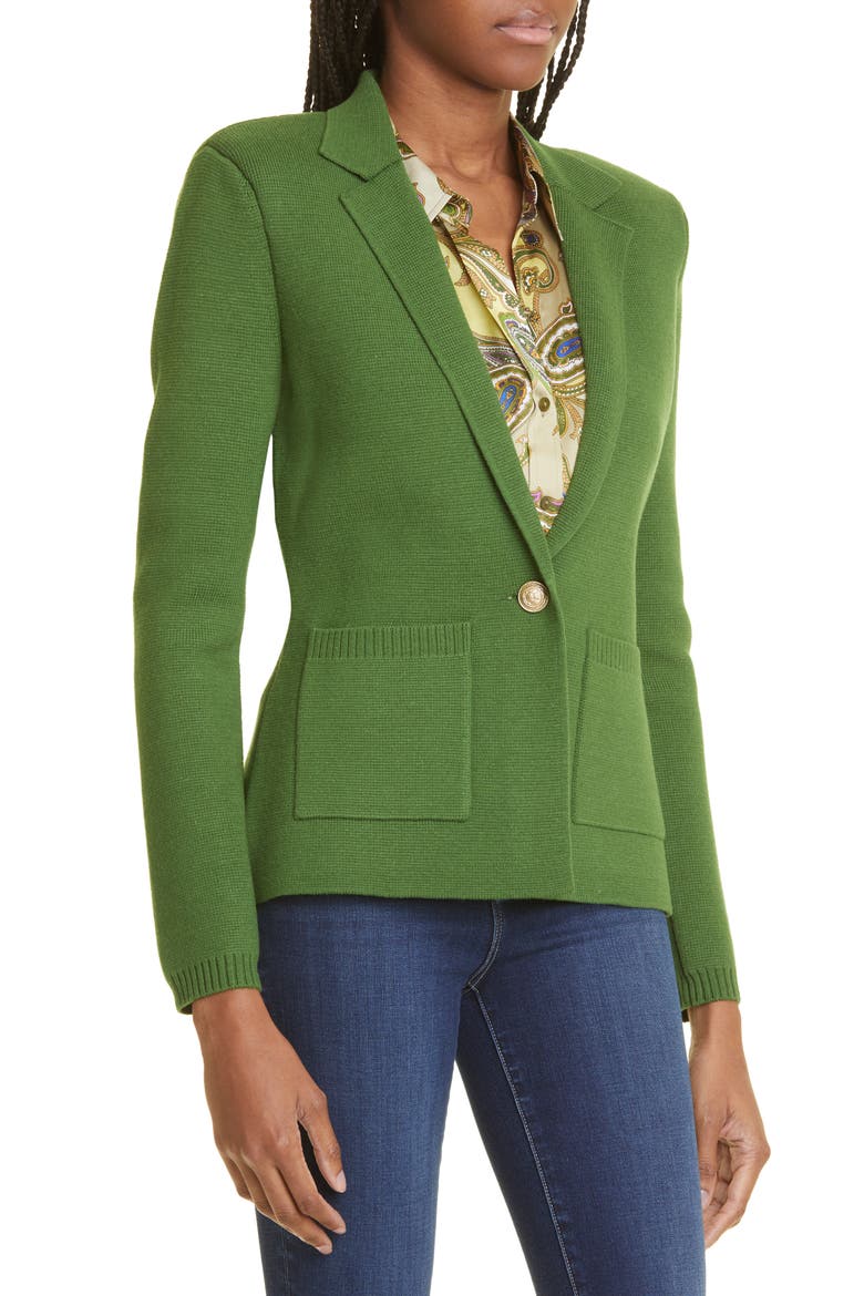 Lacey Knit Blazer, Alternate, color, PINE GREEN
