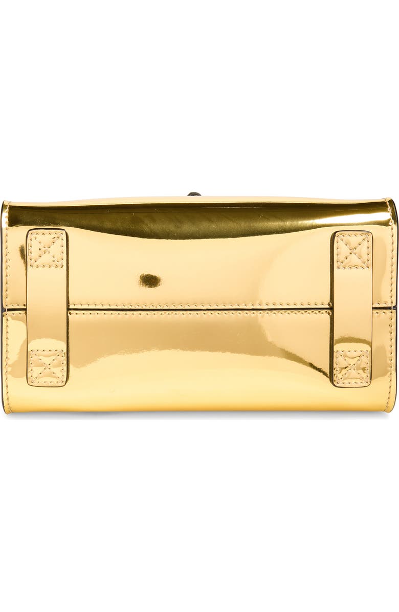 Moschino Tie Me Metallic Faux Leather Handbag, Alternate, color, Gold