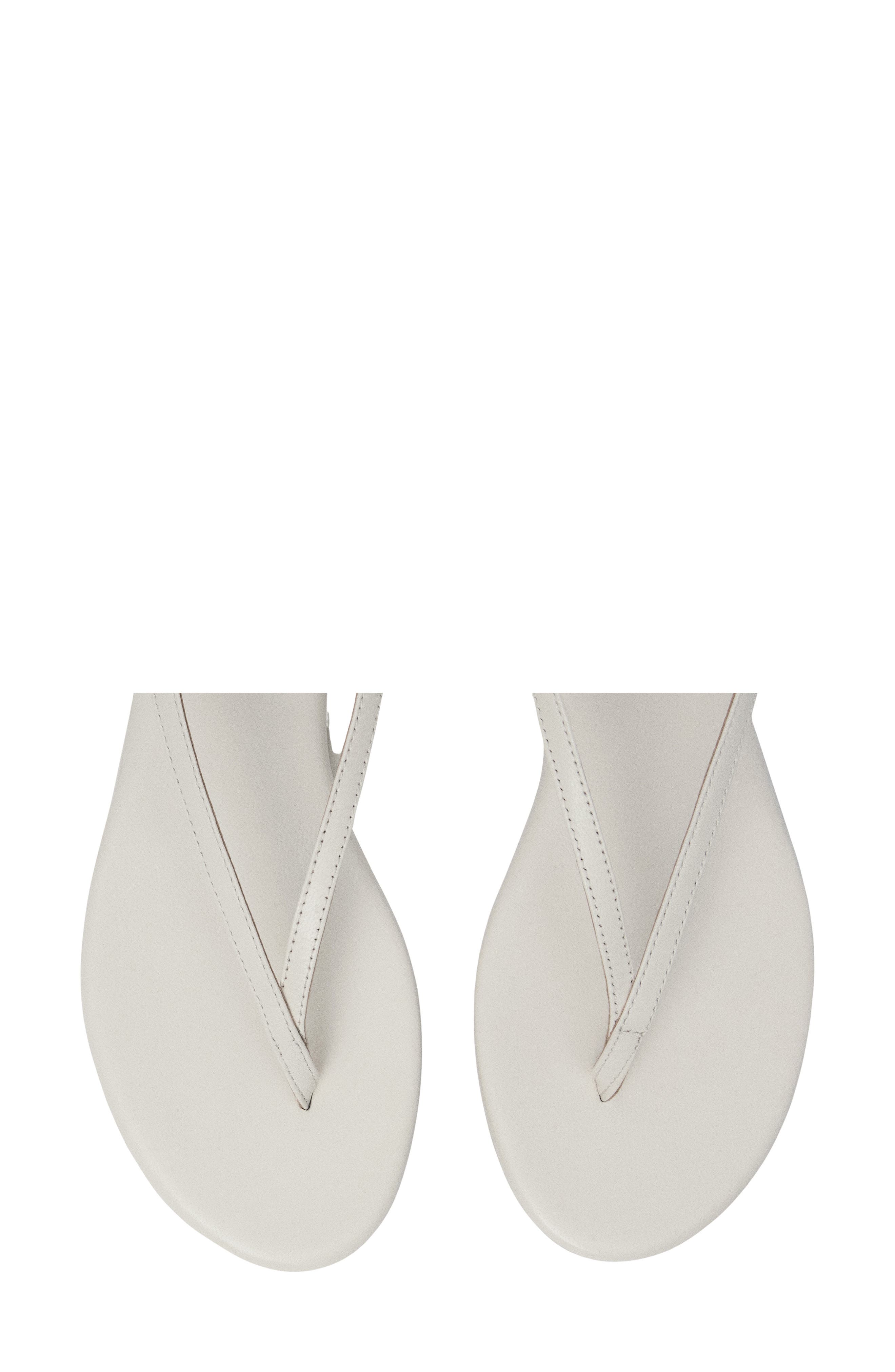 MANGO Leather Strap Sandal, Alternate, color, White
