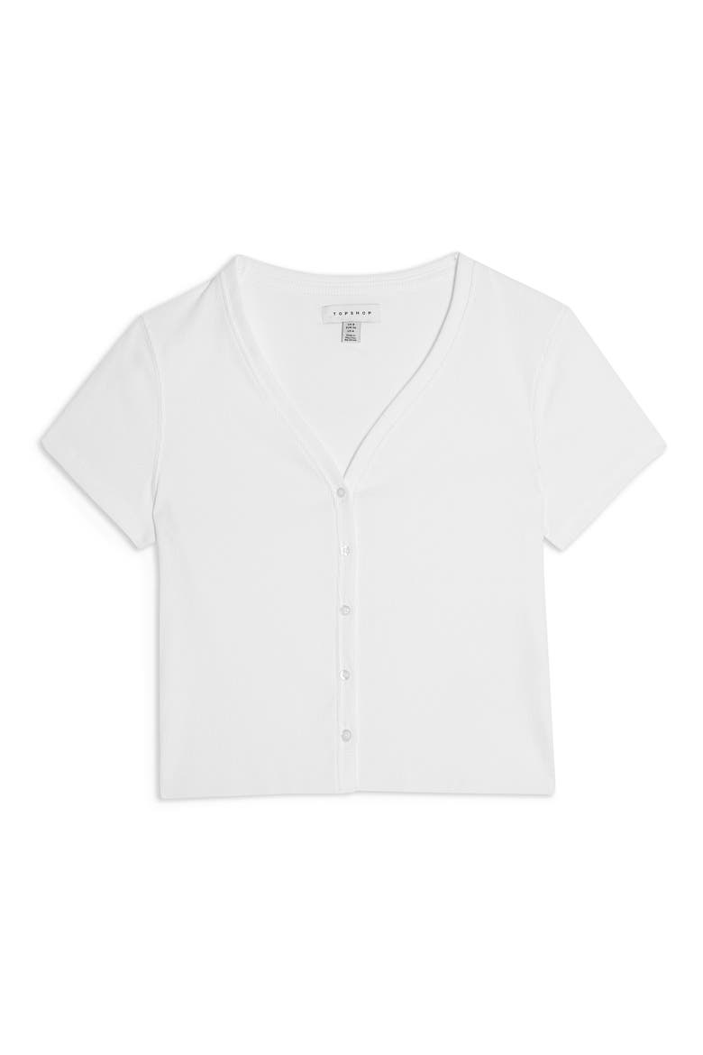 Button-Up Ribbed Tee, Alternate, color, WHITE