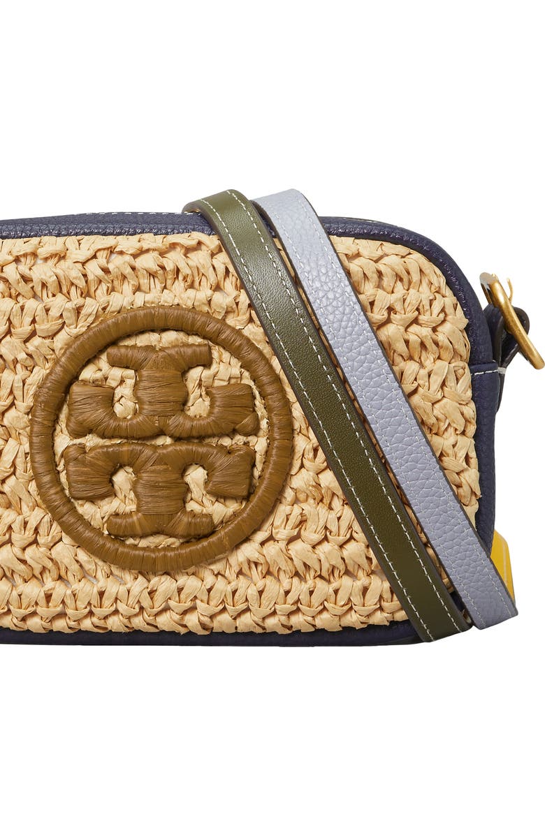 Tory Burch Perry Bombé Mini Straw Crossbody Bag, Alternate, color,