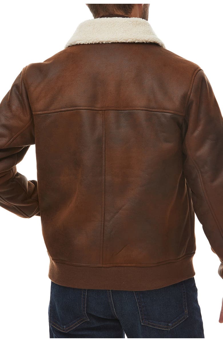 Rainforest Faux Shearling Lined Faux Leather Bomber Jacket, Alternate, color, 