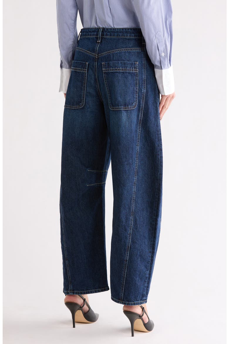 High Waist Barrel Leg Jeans, Alternate, color, DARK WASH