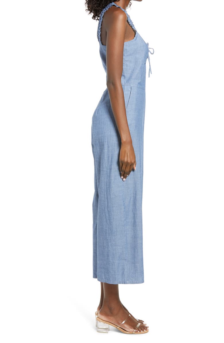 VERO MODA Akela Crop Wide Leg Chambray Jumpsuit, Alternate, color, 