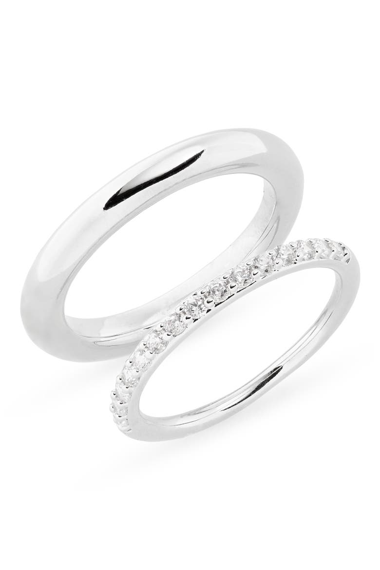 Demi Fine Set of 2 Rings, Main, color, STERLING SILVER PLATED
