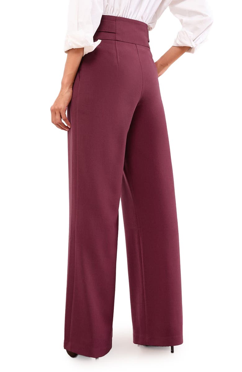 Lipsy Button Detail Wide Leg Pants, Alternate, color, Burgundy
