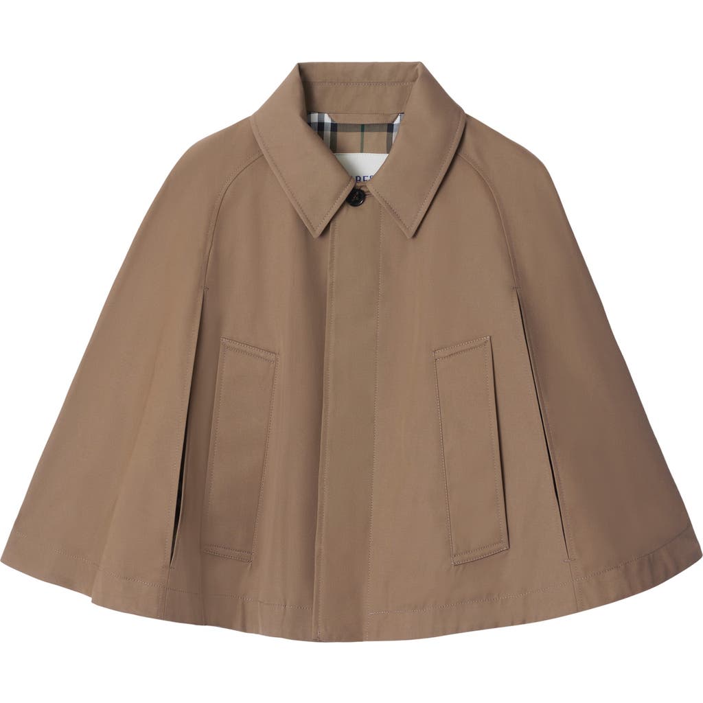 Burberry Cropped Cotton Twill Cape In Trail