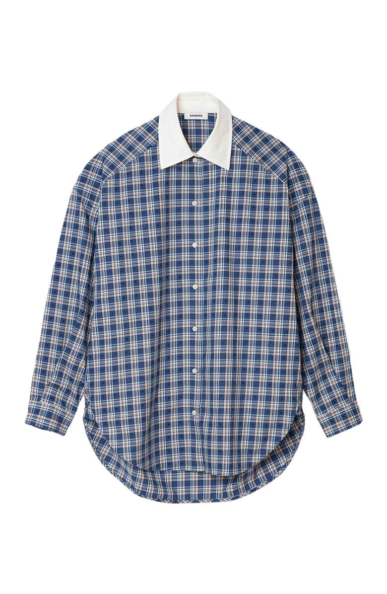SANDRO Rhinestone checkered shirt, Alternate, color, Blue