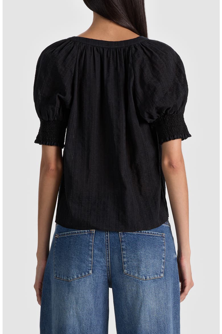 Thalia Puff Sleeve Button Shirt, Alternate, color, BLACK