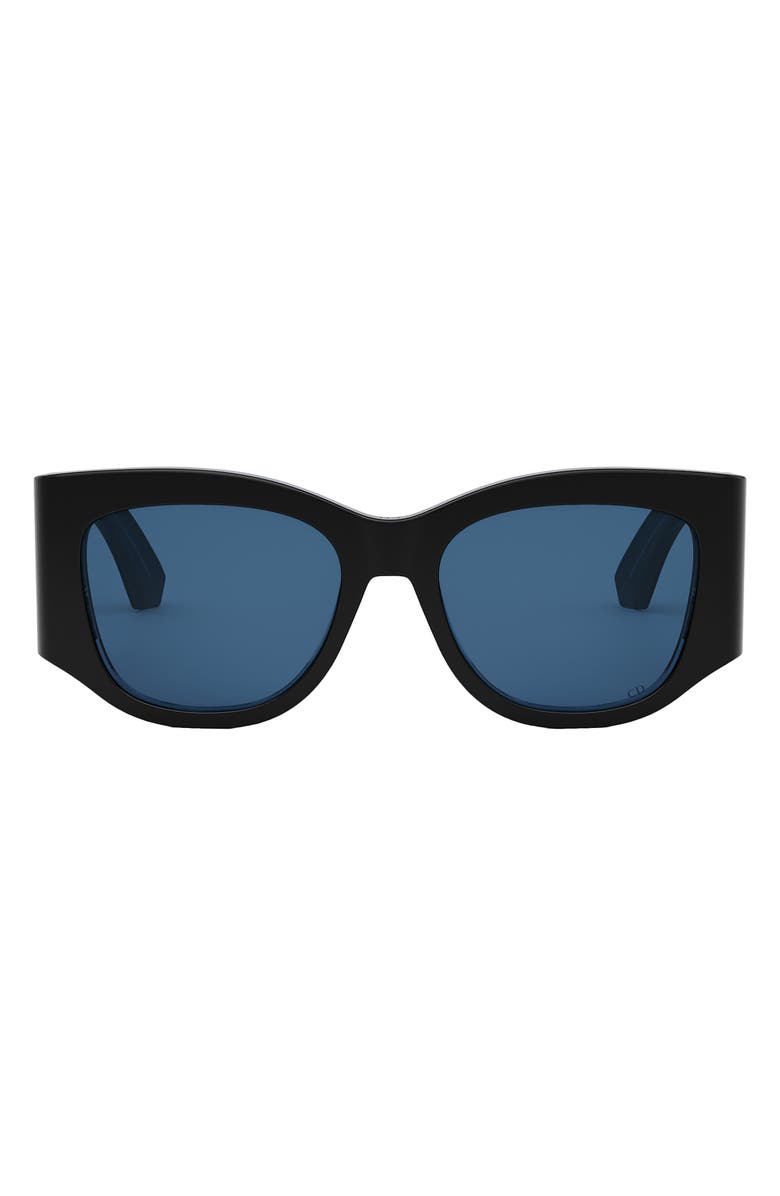 DIOR 'DiorNuit S1I 54mm Square Sunglasses, Main, color, Shiny Black / Blue