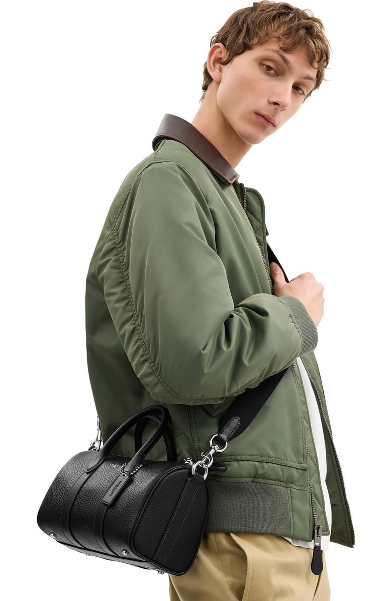 COACH Compass Signature 25 Leather Duffle Bag, Alternate, color, Black