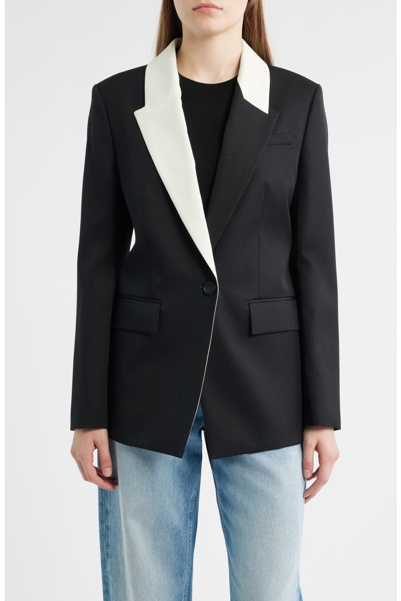 Janka 6 Colorblock Wool Blazer, Main, color, BLACK