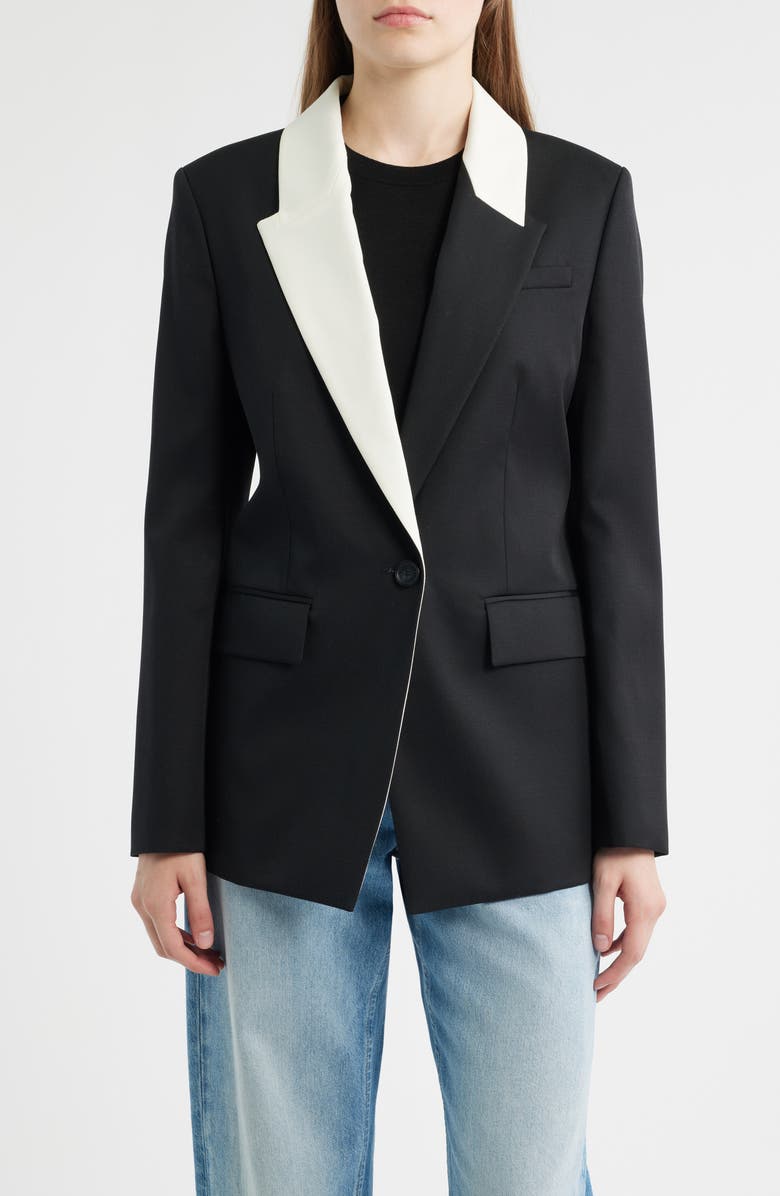 BOSS Janka 6 Colorblock Wool Blazer, Main, color, Black