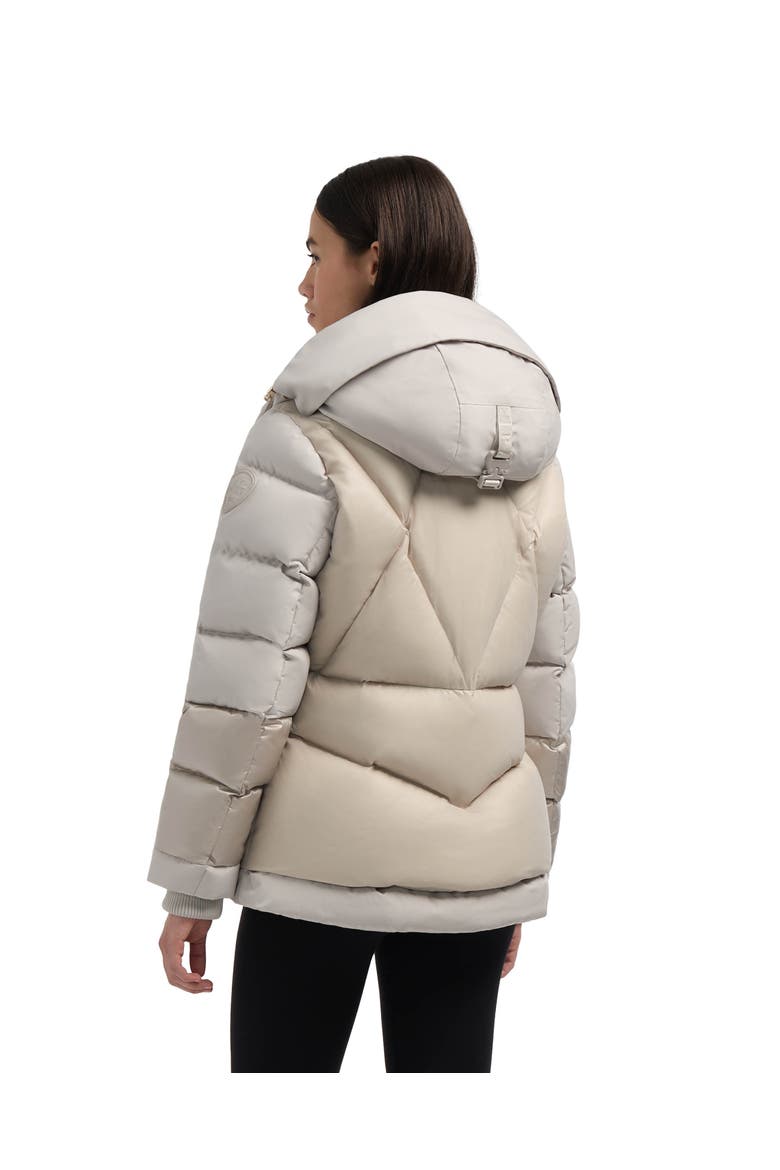 Vega Mixed Media Puffer Jacket with Removable Hood, Alternate, color, Champagne
