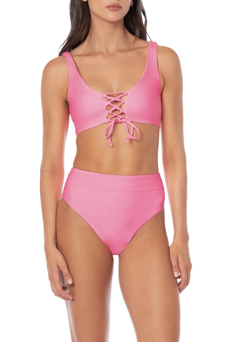 Pink Allure V-Neck Bikini Top, Alternate, color, PINK