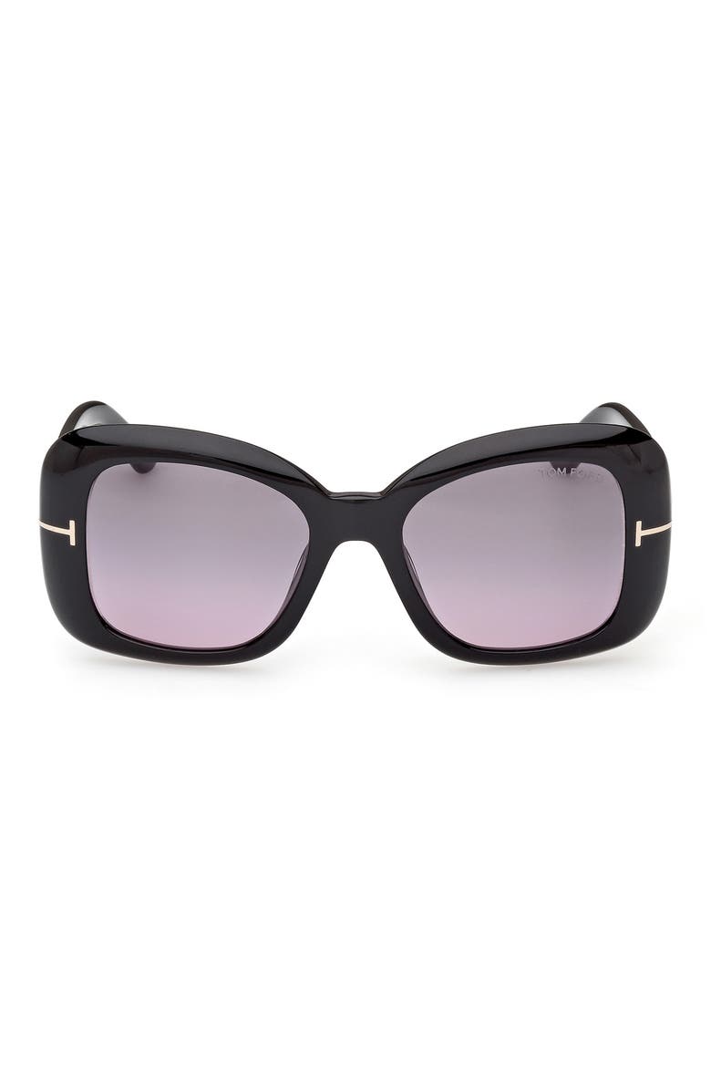52mm Gradient Square Sunglasses, Main, color, SHINY BLACK / SMOKE PURPLE