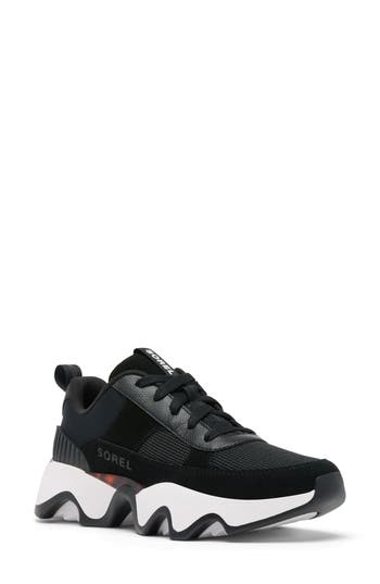 Sorel Kinetic Impact Ii Wonder Lace Womens Suede Chunky Casual And Fashion Sneakers In Black